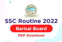 SSC Routine 2022 Barisal Board - SSC Routine PDF Download