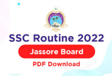 SSC Routine 2022 Jessore Board - SSC Routine PDF Download